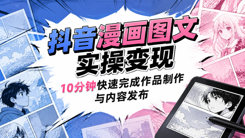 【2026.08.09】抖音漫画图文实操变现:10分钟快速完成作品制作与内容发布-墨叔轻创