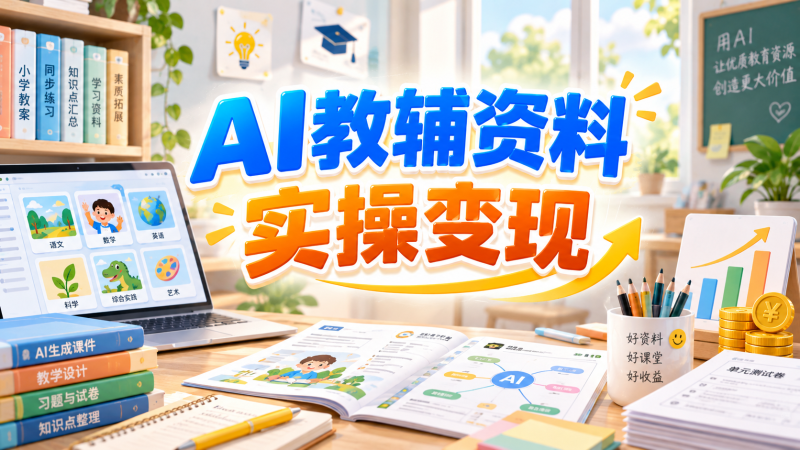 【2026.09.26】AI教辅资料实操变现:一键生成教材PPT、教案与逐字稿-墨叔轻创